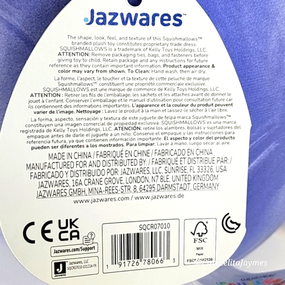 BINOCHE 🦌 FTM Blue & White Fur Belly Girly Goth Squad Original Squishmallow NWT - Picture 8 of 8